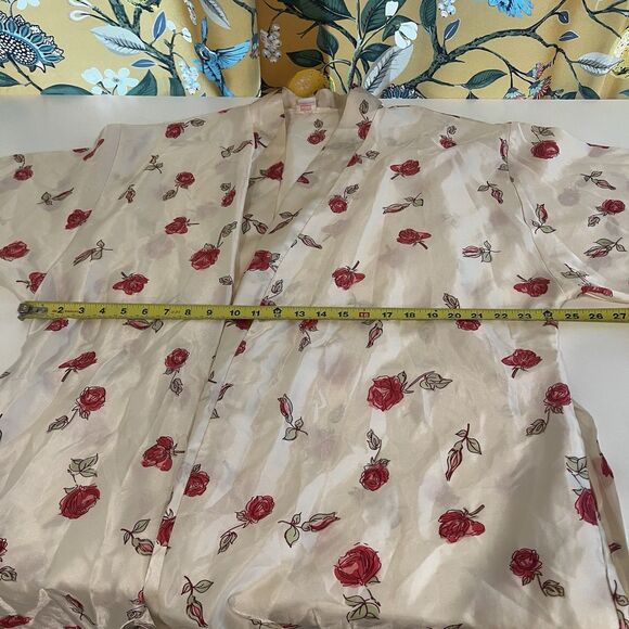 Vtg CRUZ NATORI FLORAL KIMONO SLEEVES LOUNGER HOUSE ROBE Roses Sz Xl Loungewear - Picture 7 of 8
